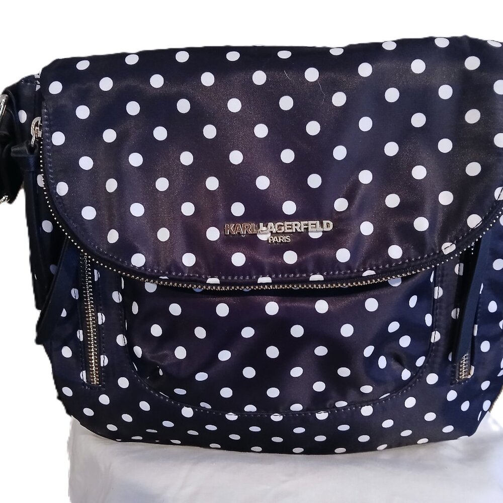 Karl Lagerfeld Paris Cara Polka Dot Print Shoulder/Crossbody Bag NWT